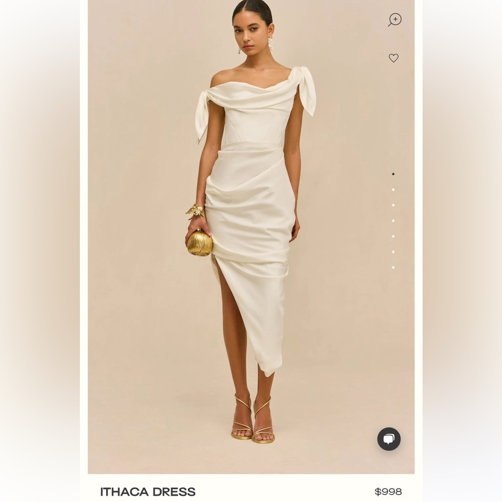 Cult gaia Off-Shoulder Ivory Draped Sheath Dress-NWOT